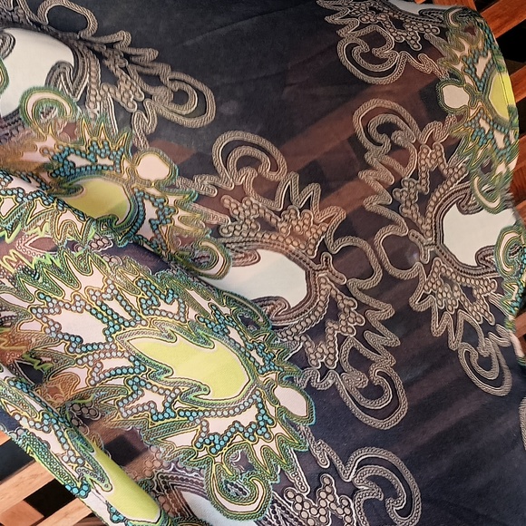 TT Collection Dark Blue Paisley Sleeveless Tent Dress, Modified Racer Back, Med - Picture 5 of 6